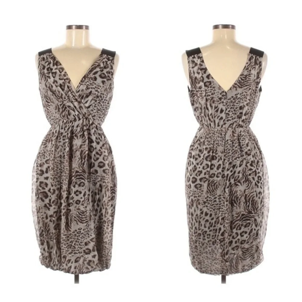Robert Rodriguez leopard pleat cinched waist dress